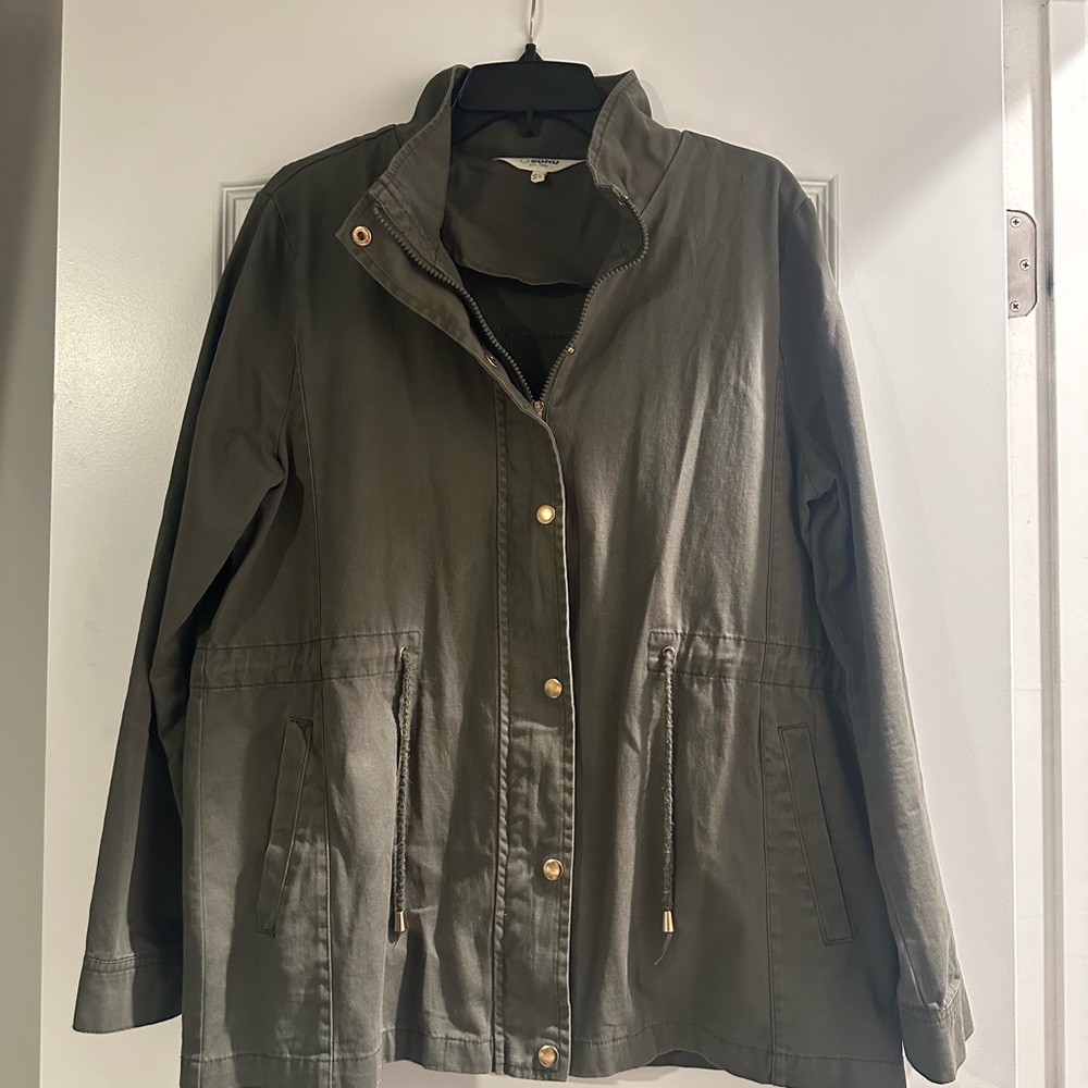 Ci Sono Utility Jacket in Olive with Gold Accents